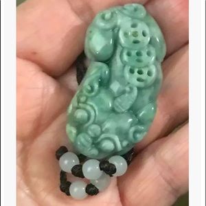 Certified A Jade Jadeite Carved Coin Dragon PiXiu Pendant 210833 New